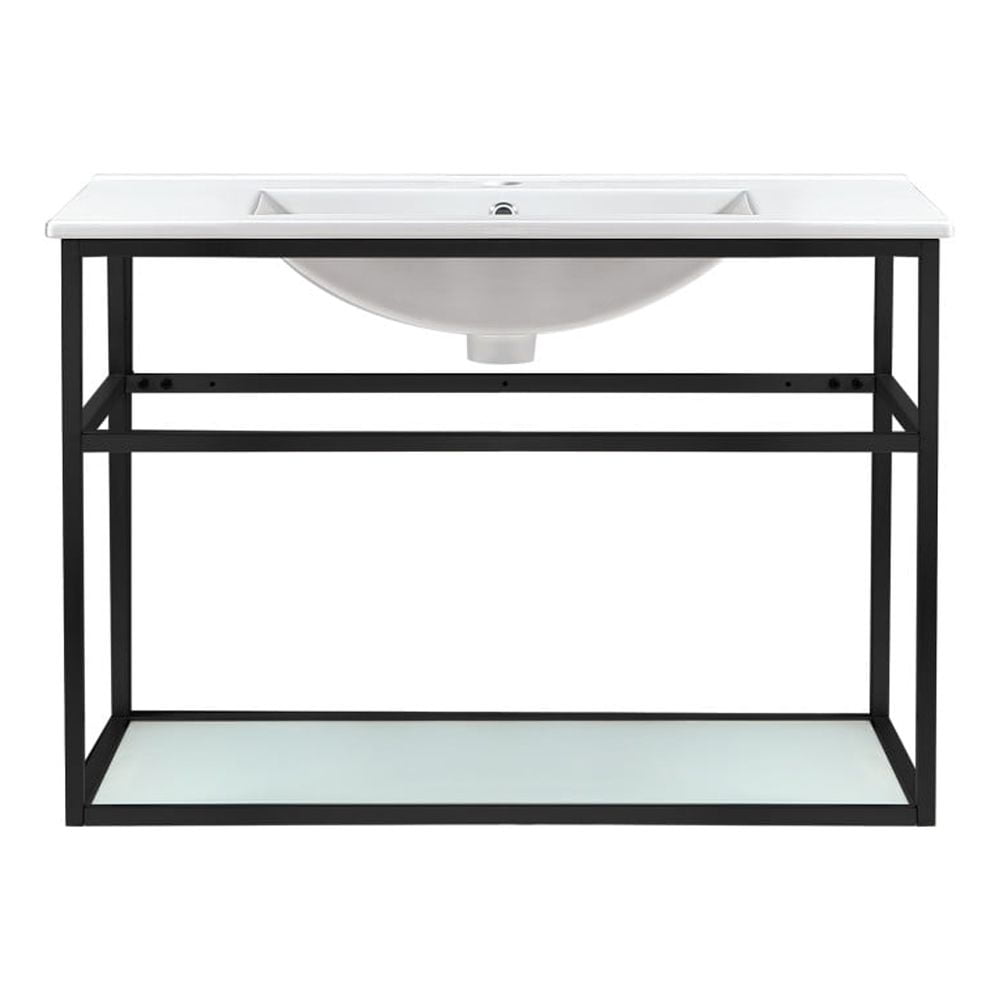 Pierre 30 Single, Open Shelf, Matte Black Metal Frame Bathroom Vanity