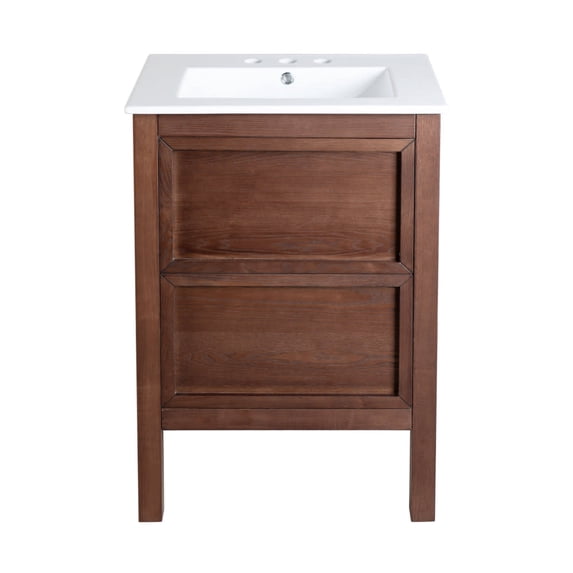 Swiss Madison SM-BV371WN-3 Nadar 24" Free Standing Single Basin Vanity Set - Brown Oak /