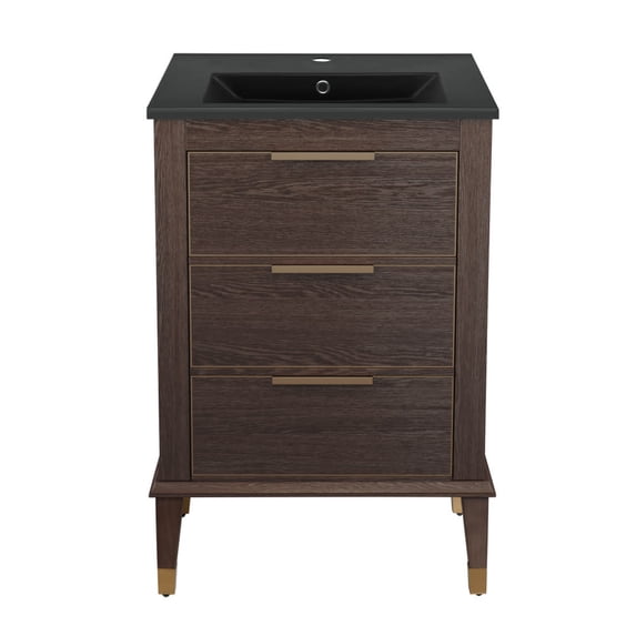 Swiss Madison SM-BV390MB Hugo 24" Free Standing Single Basin Vanity Set - Brown Oak /