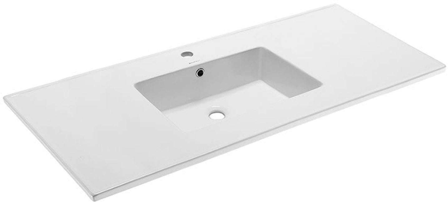 Voltaire 49" Glossy White Ceramic Vanity Top with Single Basin