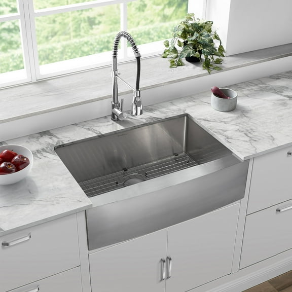 Swiss Madison Stainless Steel, Single Basin, Farmhouse Kitchen Sink with Apron