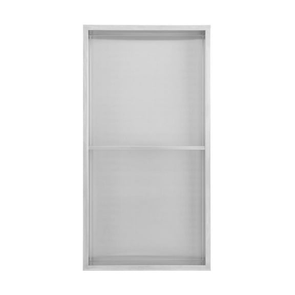 Swiss Madison Voltaire 12" x 24" Stainless Steel Double Shelf Wall Niche in Matte Chrome