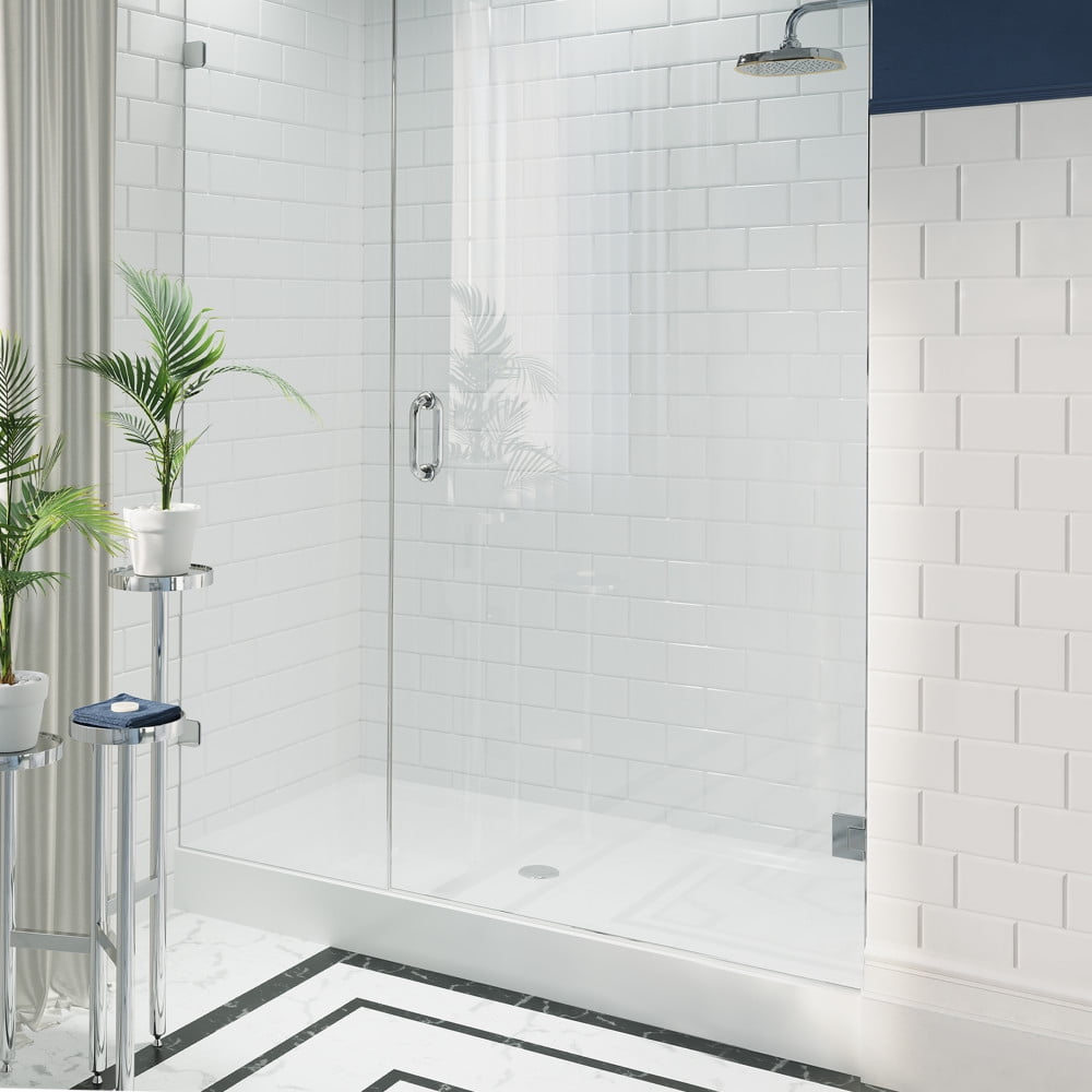 Voltaire 60" x 34" White Acrylic Single-Threshold Shower Base