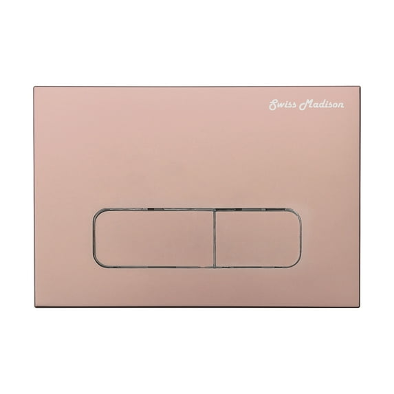 Swiss Madison Wall Mount Dual Flush Actuator Plate with Rectangle Push Buttons in Rose Gold