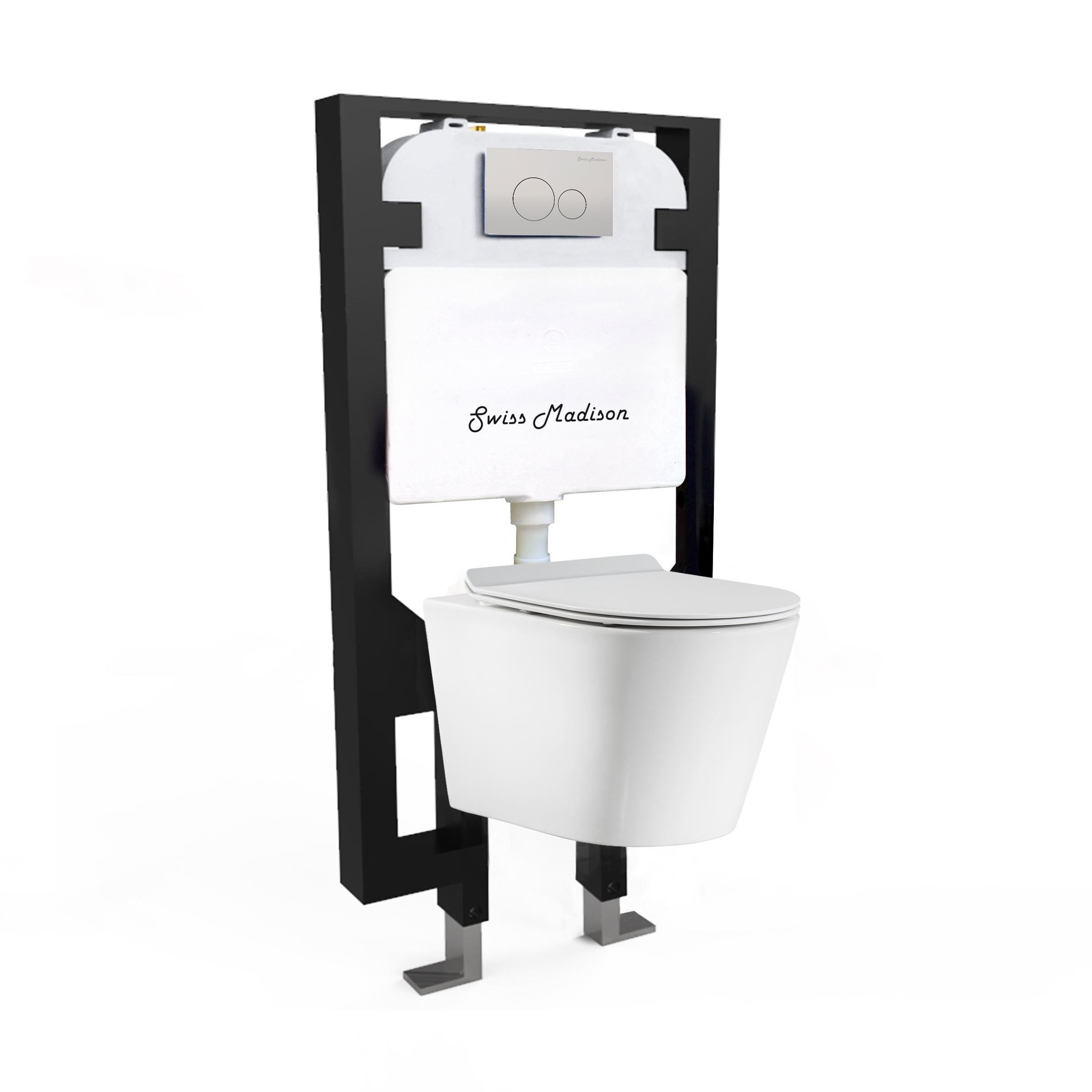Glossy White Ceramic Wall-Hung Round Dual Flush Toilet