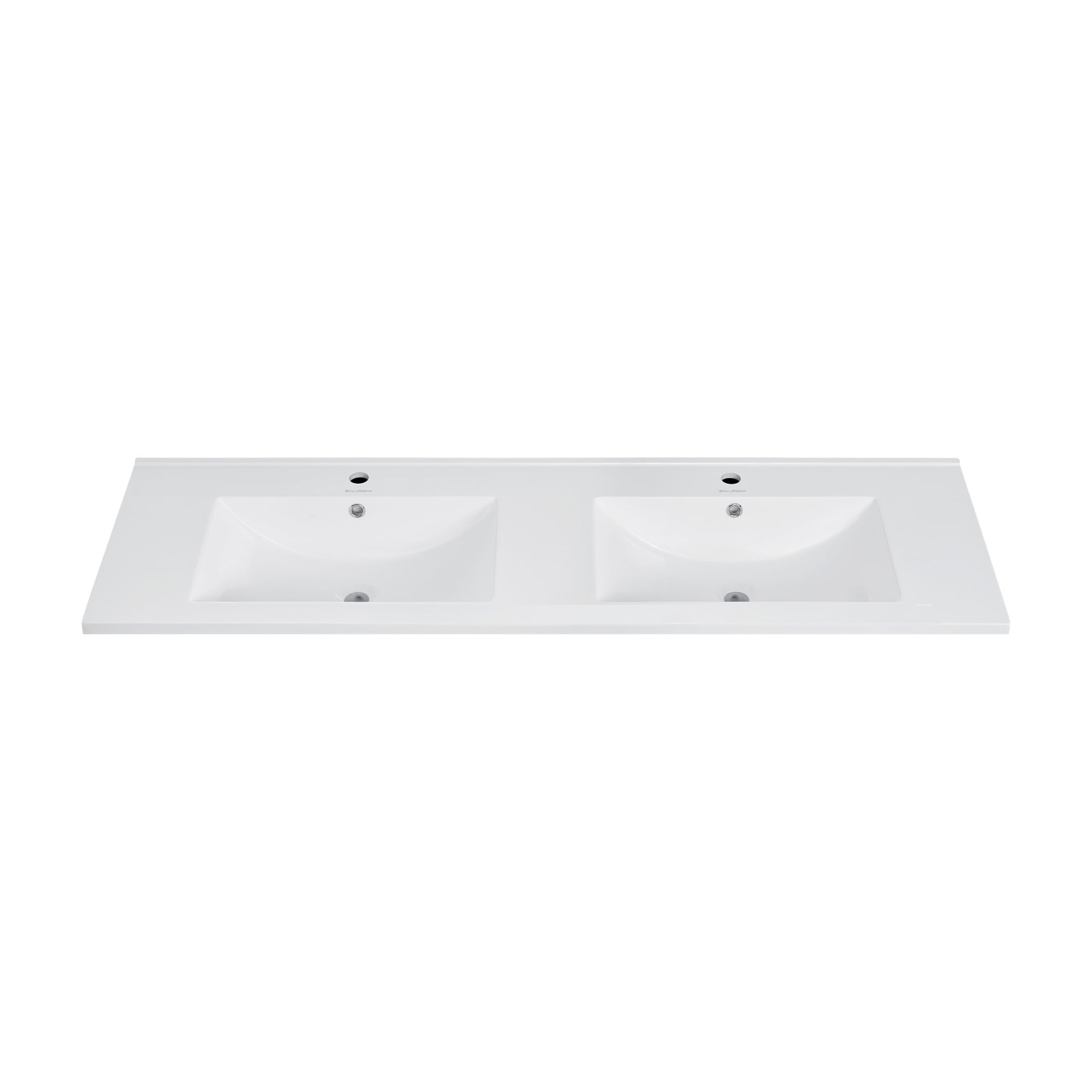 White Ceramic Double Vanity Top Bathroom Sink, 60 Inch