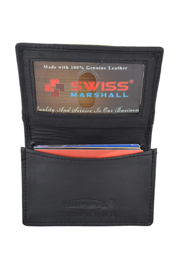 Swiss Marshal RFID Blocking Soft Genuine Leather Expandable Credit Card Outside ID Business Card Holder Wallet SW-RFID-P70