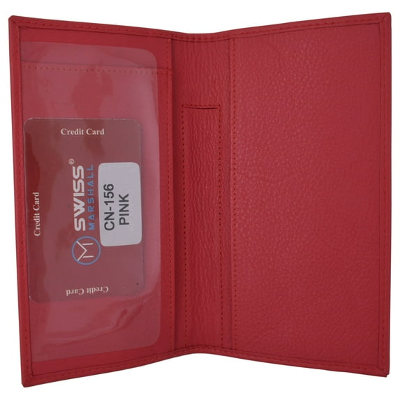 Swiss Marshall Brand New Premium Leather Slim Checkbook Cover Holder
