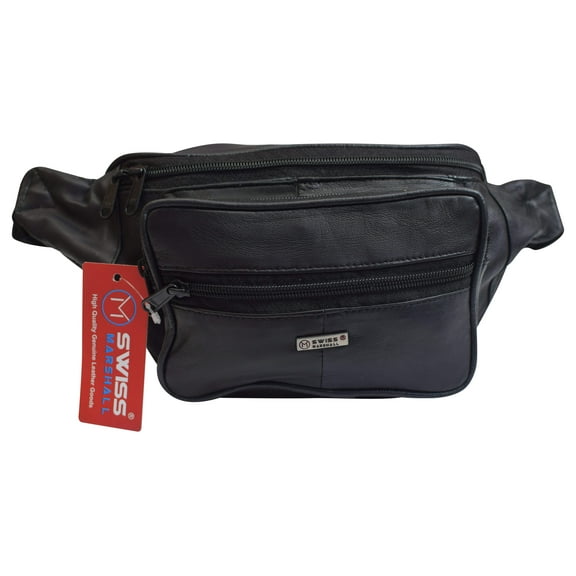Swiss Marshall Genuine Leather Fanny Pack Waist Bag Classic Style Travel Organizer