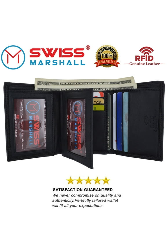 Men's RFID Blocking Premium Leather Classic Trifold Wallet