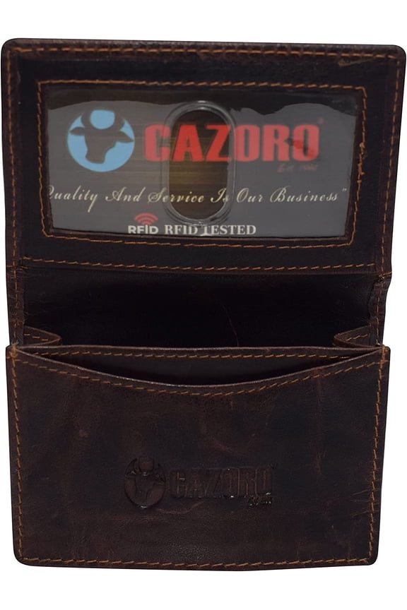 Swiss Marshall Men's RFID Blocking Premium Leather Expandable Small Credit Card ID Business Card Holder Wallet Buffalo Brown