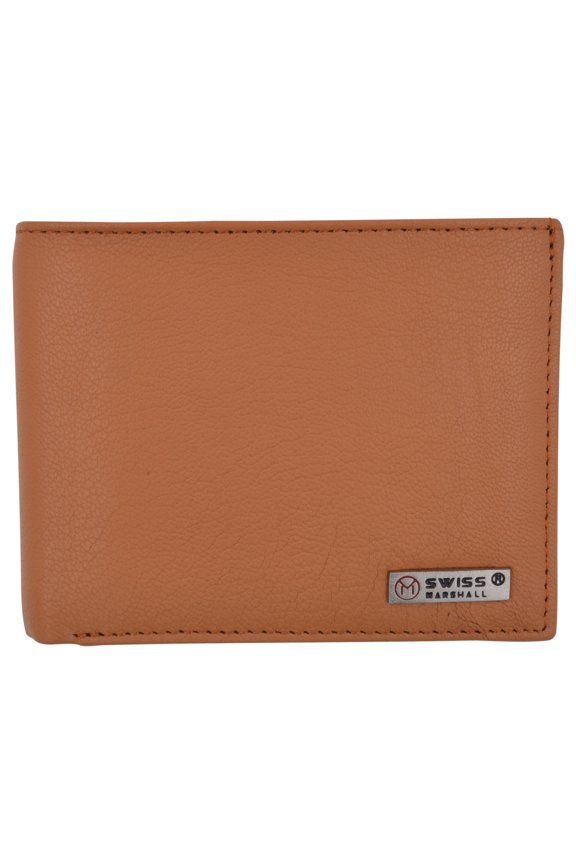 Swiss Marshall Mens Genuine Leather Passcase Bifold Wallet RFID Safe 2 ID Windows