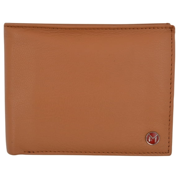 Swiss Marshall Mens Leather RFID Bifold Wallet 2 ID Windows Divided Bill Section