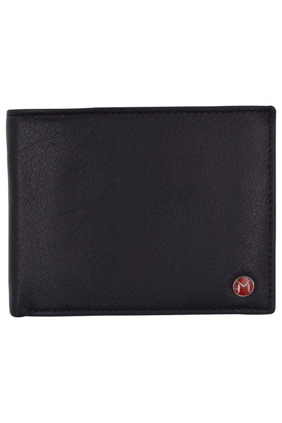 Swiss Marshall Mens Leather RFID Bifold Wallet 2 ID Windows Divided Bill Section