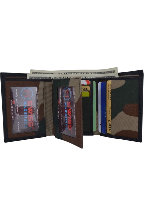 Mens RFID Blocking Premium Leather Classic Trifold Wallet