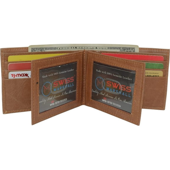 Swiss Marshall Mens Wallet RFID Blocking Multi Card ID Holder Wallets for Men Bifold Wallet Tan