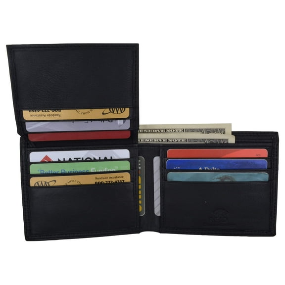 Swiss Marshall Premium Leather Men's Bifold Fixed ID Flap Card Holder Wallet