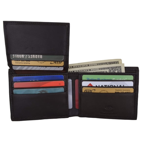 Swiss Marshall Premium Leather Men's Bifold Fixed ID Flap Card Holder Wallet