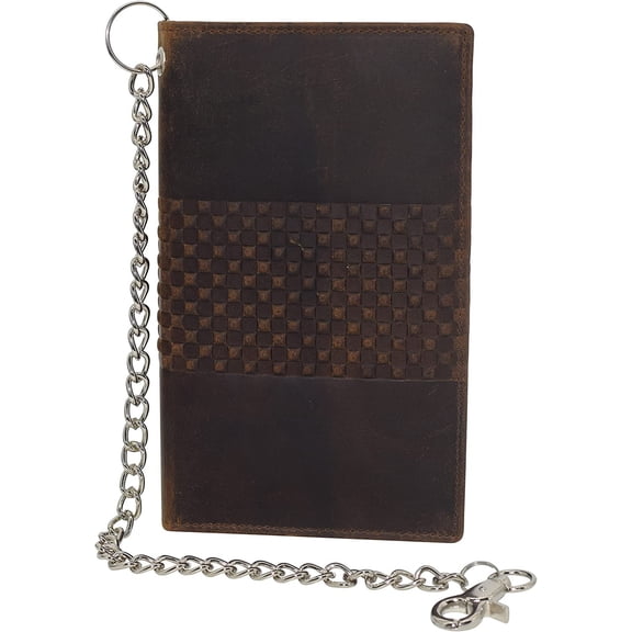 Swiss Marshall RFID Blocking Bifold Genuine Leather Credit Card ID Holder Long Wallet Design Brown With Chain