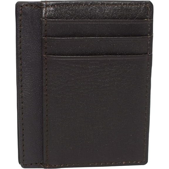 Swiss Marshall RFID Blocking Front Pocket Leather Slim Credit Card Case Holder Wallet Brown