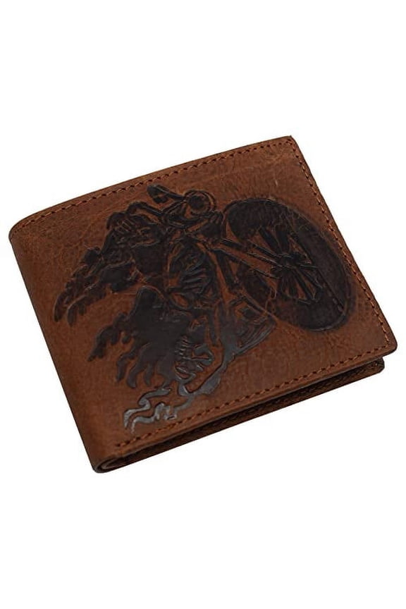 RFID Blocking Men's Motorcycle Genuine Leather Bifold Trifold Wallets