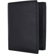Swiss Marshall RFID Blocking Trifold Credit Card Mens Genuine Leather Wallet W/Outside ID Window & Gift Box Black