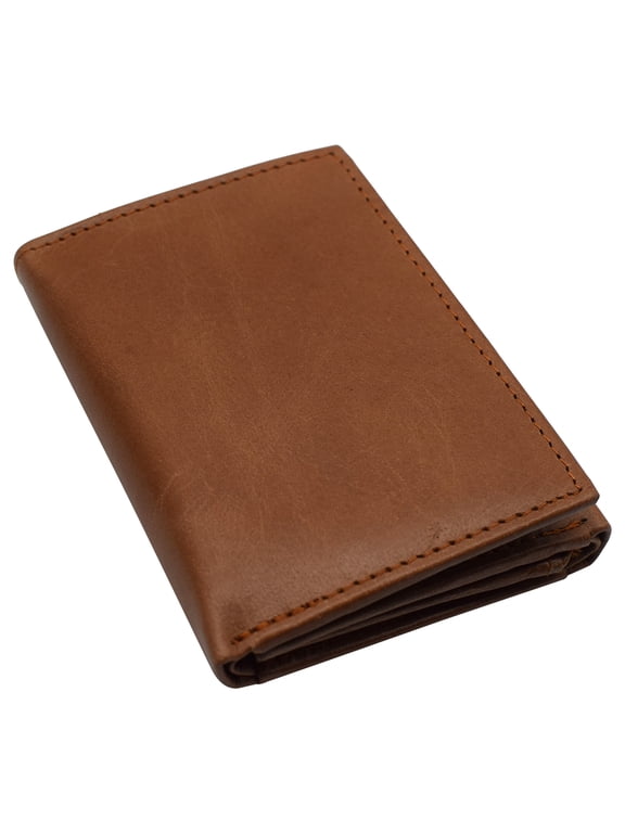 RFID Blocking Trifold Wallets for Men Genuine Leather Extra Capacity Middle Flap ID Tri-fold Men's Wallet Tan