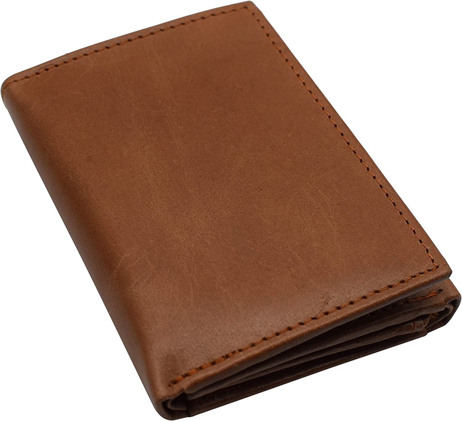 Handmade Men's Genuine Leather Trifold Wallet - Tan, RFID Blocking & ID Card Holder