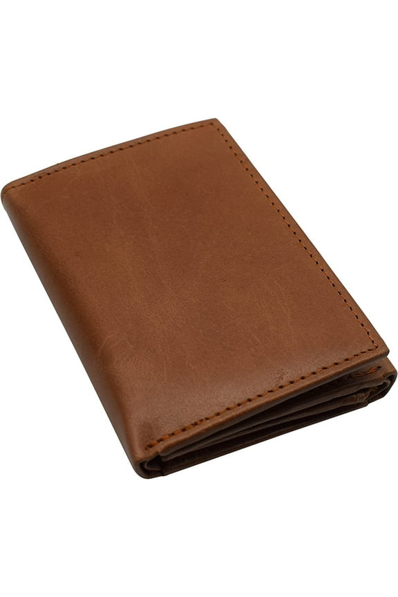 RFID Blocking Trifold Wallets for Men Genuine Leather Extra Capacity Middle Flap ID Tri-fold Men's Wallet Tan