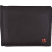 Swiss Marshall RFID Logo Mens Wallet Deluxe Capacity Passcase Bifold With Divided Bill Section Brown
