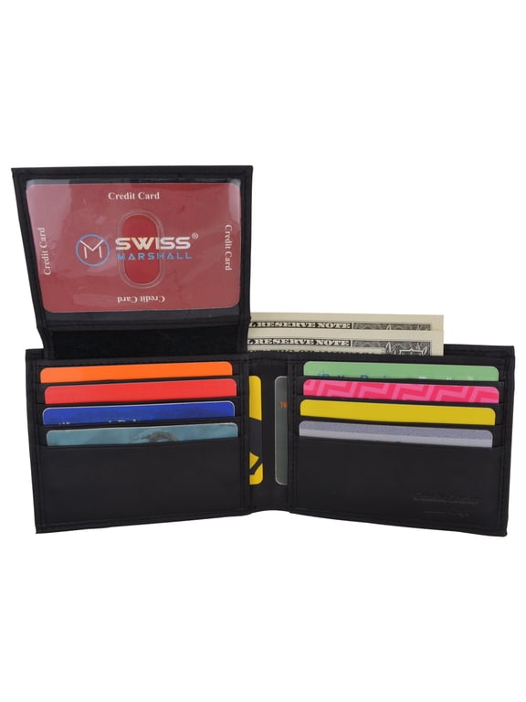 RFID Premium Leather Men's Bifold Flap ID Card Holder Wallet