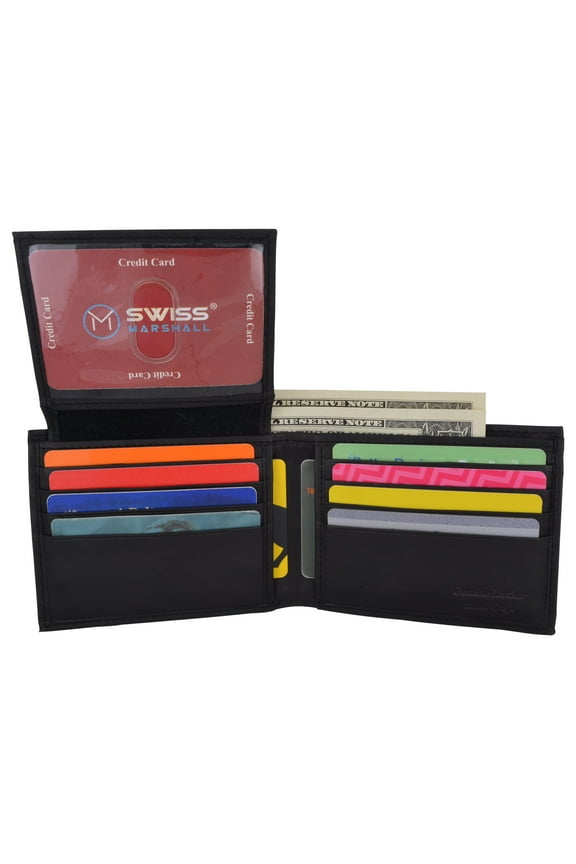 RFID Premium Leather Men's Bifold Flap ID Card Holder Wallet