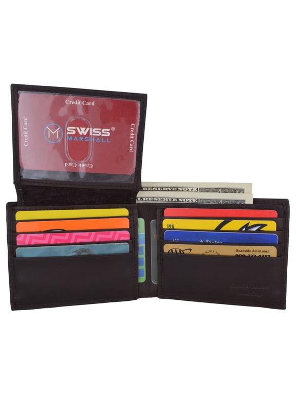 RFID Premium Leather Men's Bifold Flap ID Card Holder Wallet