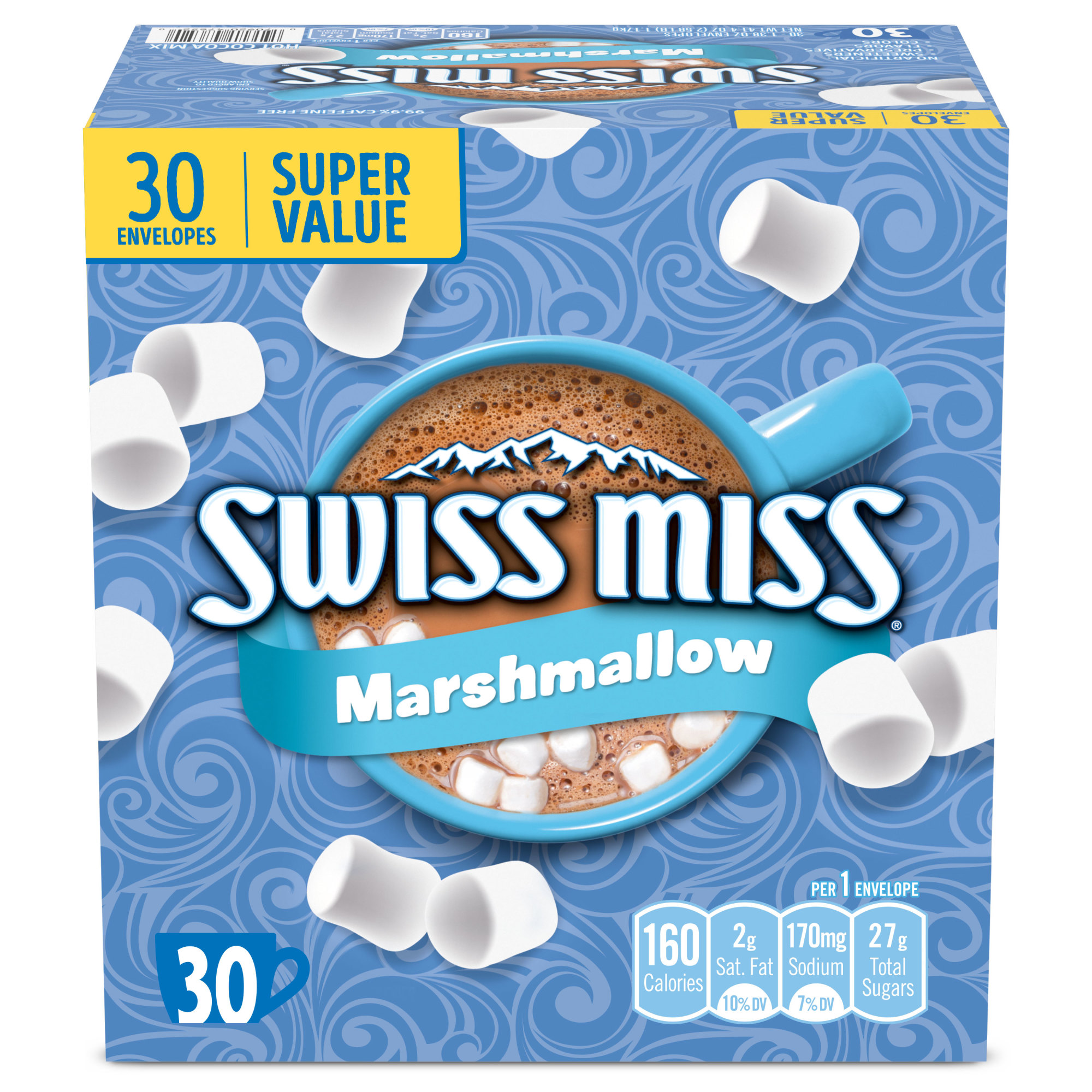 Swiss Miss Chocolate Hot Cocoa Mix With Marshmallows, 30 Count Hot Cocoa Packets - image 1 of 9