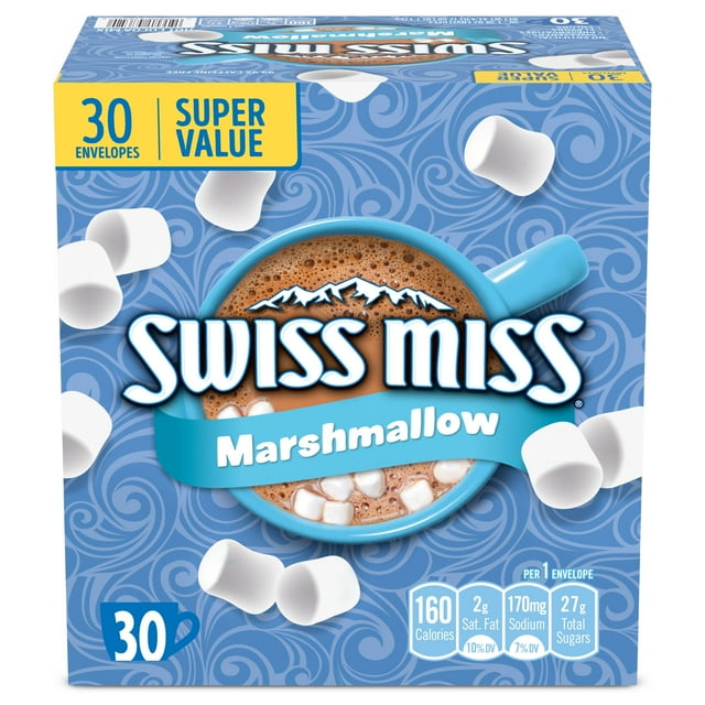 Swiss Miss Chocolate Hot Cocoa Mix With Marshmallows, 30 Count Hot Cocoa Packets