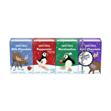 Swiss Miss Hot Cocoa Gift Pack, Assorted Flavors and Designs, Four 5.52 oz. Cartons