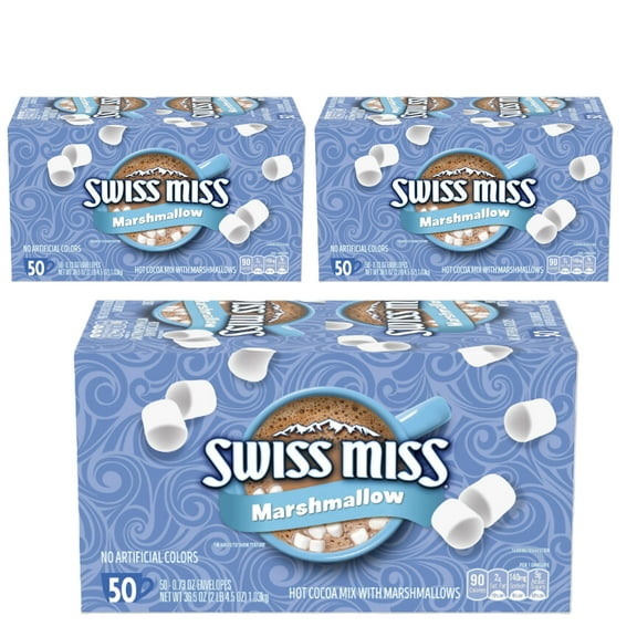 Swiss Miss Marshmallow Hot Cocoa Mix, 50 Count, 0.73 oz (Pack of 3)