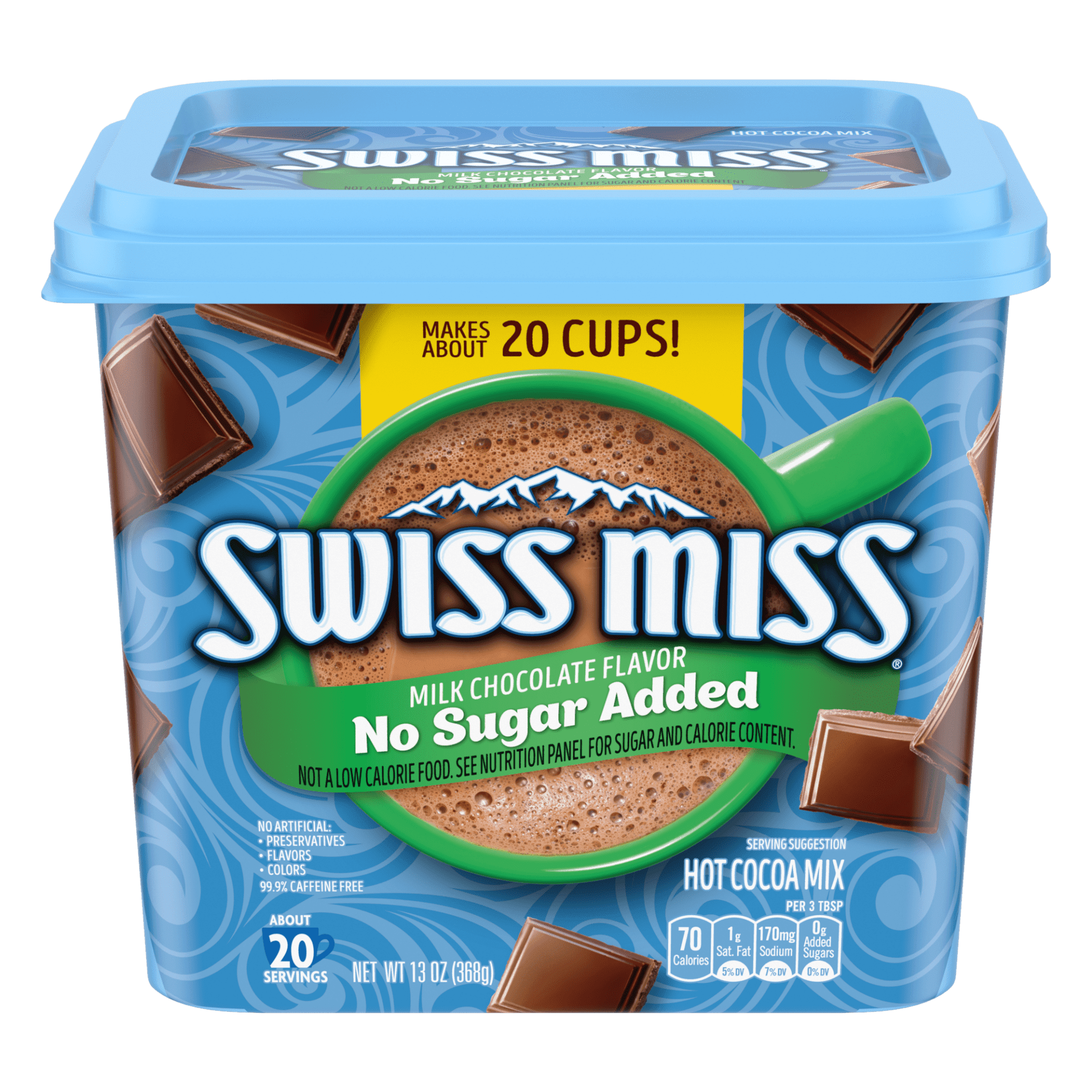 Swiss Miss Milk Choc Flvr No Sugar Added Hot Cocoa Mix Canister, 13 oz