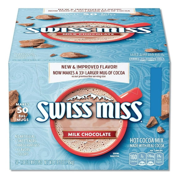 Swiss Miss Milk Chocolate Hot Cocoa Mix 50-1.38 Oz Envelope Packaging May Vary