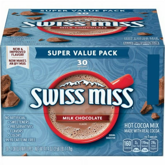 Swiss Miss Milk Chocolate Hot Cocoa Mix Super Value Pack - 1.38 oz - 30 ct