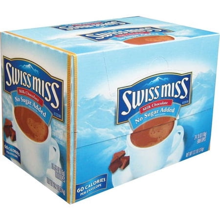 Swiss Miss Milk Chocolate No Sugar Added Cocoa Mix Packets - Powder - 0.55 oz - 24 / Box | Bundle of 10 Boxes