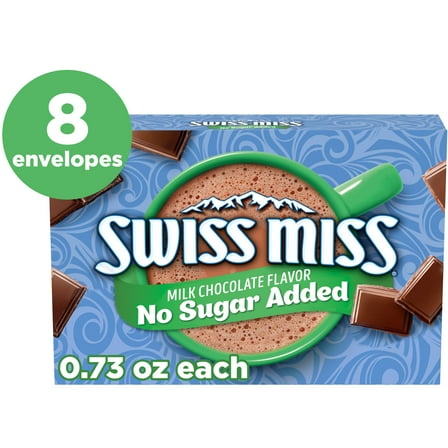 Swiss Miss No Sugar Added Milk Chocolate Flavored Hot Cocoa Mix, 0.73 oz., 8-Count Envelopes