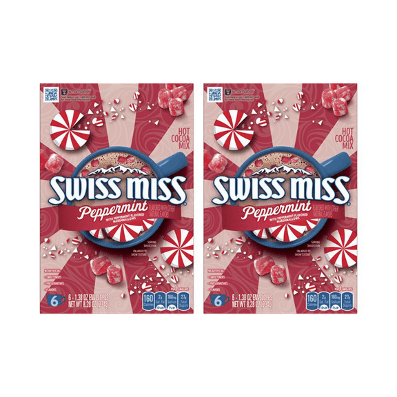 Swiss Miss Peppermint Flavor Hot Cocoa Mix, 1.38 oz 6 Count- Pack of 2