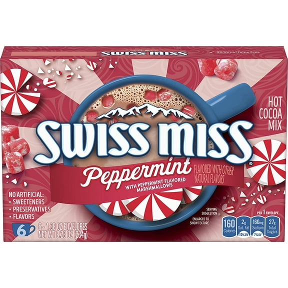Swiss Miss Peppermint, Hot Cocoa Mix, 1.38 Oz 6 Ct