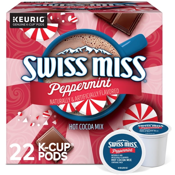 Swiss Miss, Peppermint Hot Cocoa K-Cup Coffee Pods, 22 Count