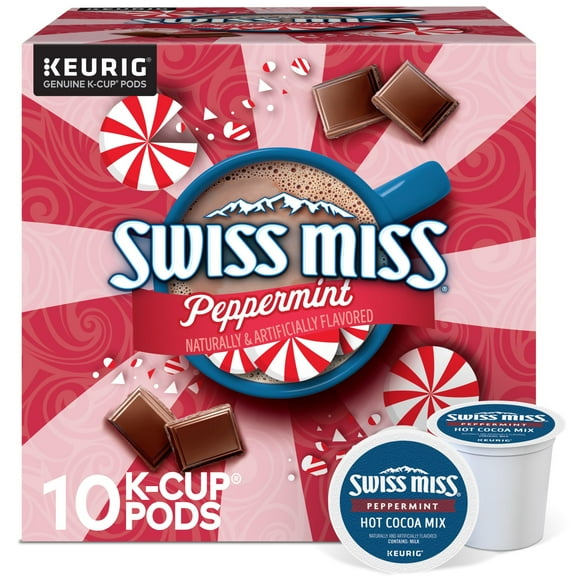 Swiss Miss Peppermint Hot Cocoa, Keurig Single-Serve K-Cup Pods, 10 Count