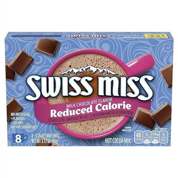 Swiss Miss Reduced Calorie Milk Chocolate Flavored Hot Cocoa Mix, 8 Count Hot Cocoa Mix Packets