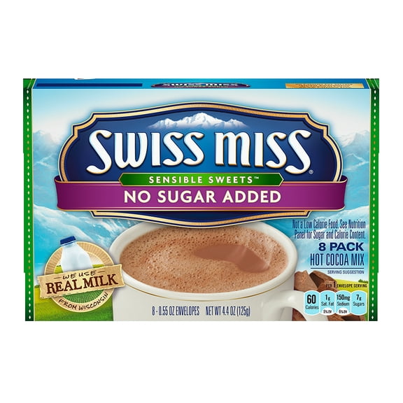 Swiss Miss Sensible Sweets No Sugar Added Hot Cocoa Mix, 8 Count 4.4 oz
