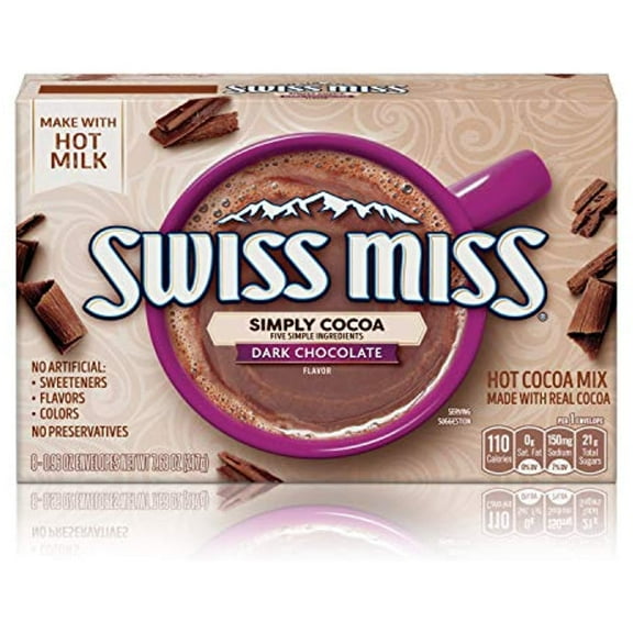 Swiss Miss Simply Cocoa Dark Chocolate Hot Cocoa Mix, 8 Count 7.68 Oz