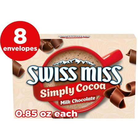 Swiss Miss Simply Cocoa Milk Chocolate Flavored Hot Cocoa Mix, 0.85., 8-Count Envelopes